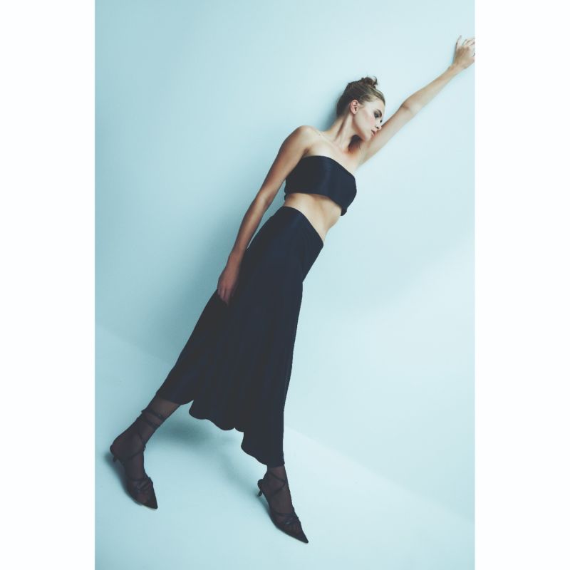 Lia Satin Maxi Skirt In Black image