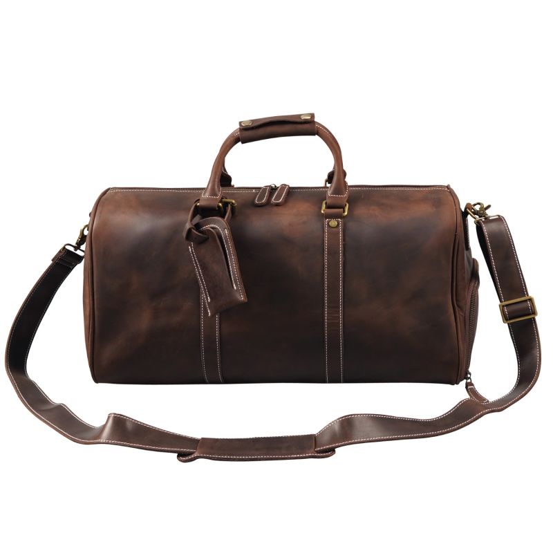Brown leather weekender bag outlet