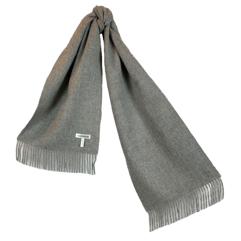 Light Grey Baby Alpaca Fringed Scarf image