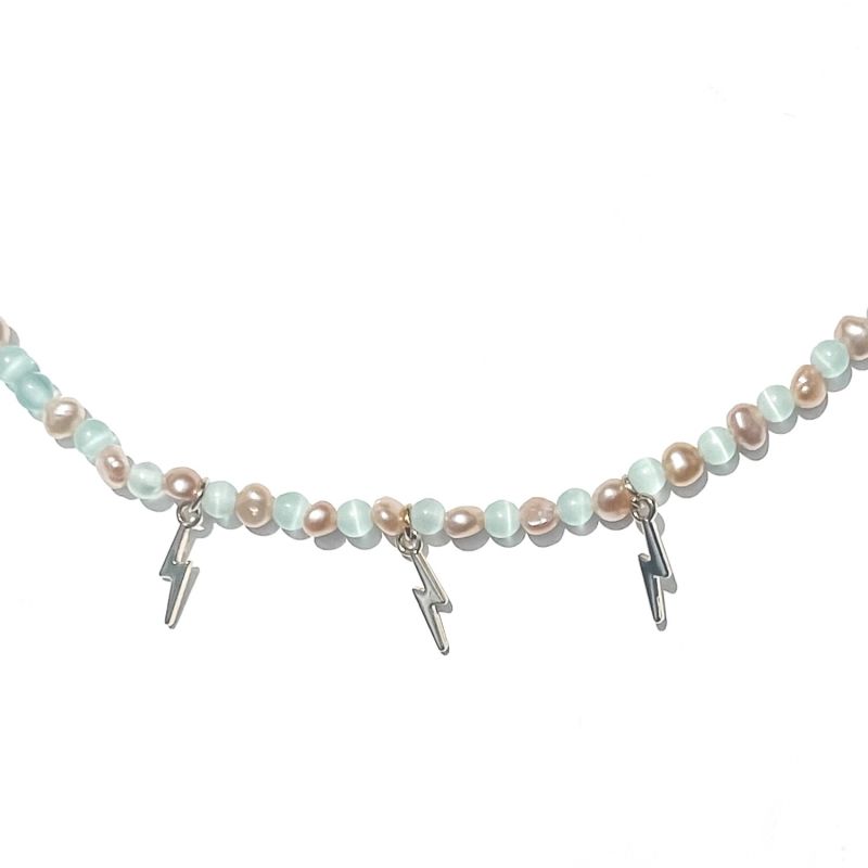 Lightning Bolt Pink Pearl Necklace image