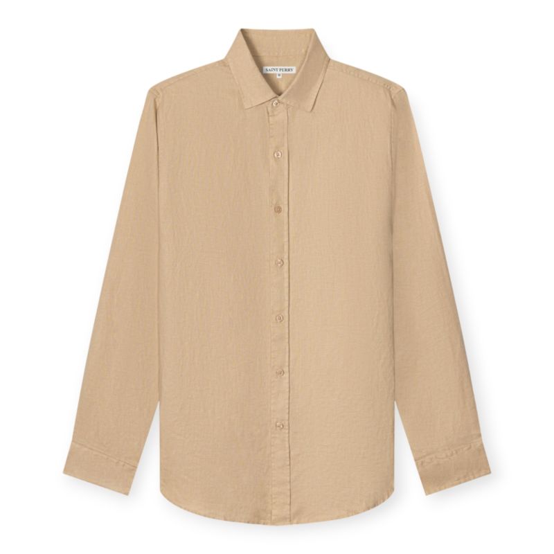 Slim Fit Lightweight Linen Shirt Beige SAINT PERRY Wolf & Badger