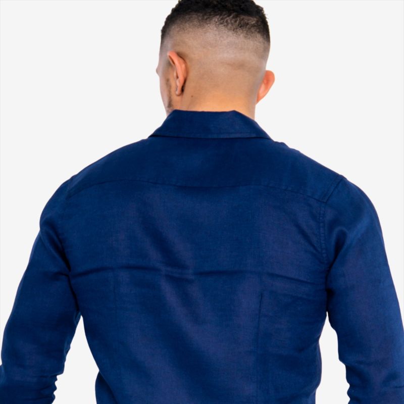 Slim Fit Lightweight Linen Shirt – Blue image