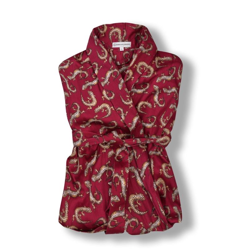 Lightweight Men's Dressing Gown Red Gekko Claret image