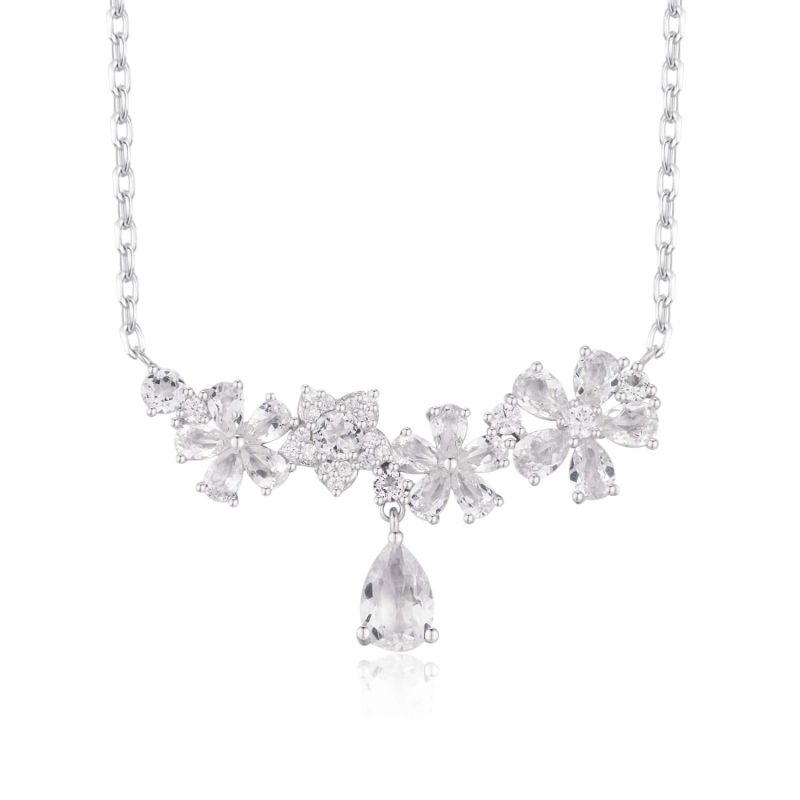 Lilac Blossom White Topaz Necklace White Gold Vermeil image