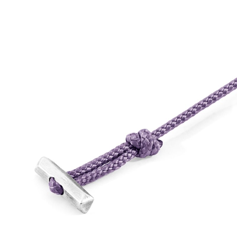 Lilac Purple Oxford Silver & Rope Bracelet image