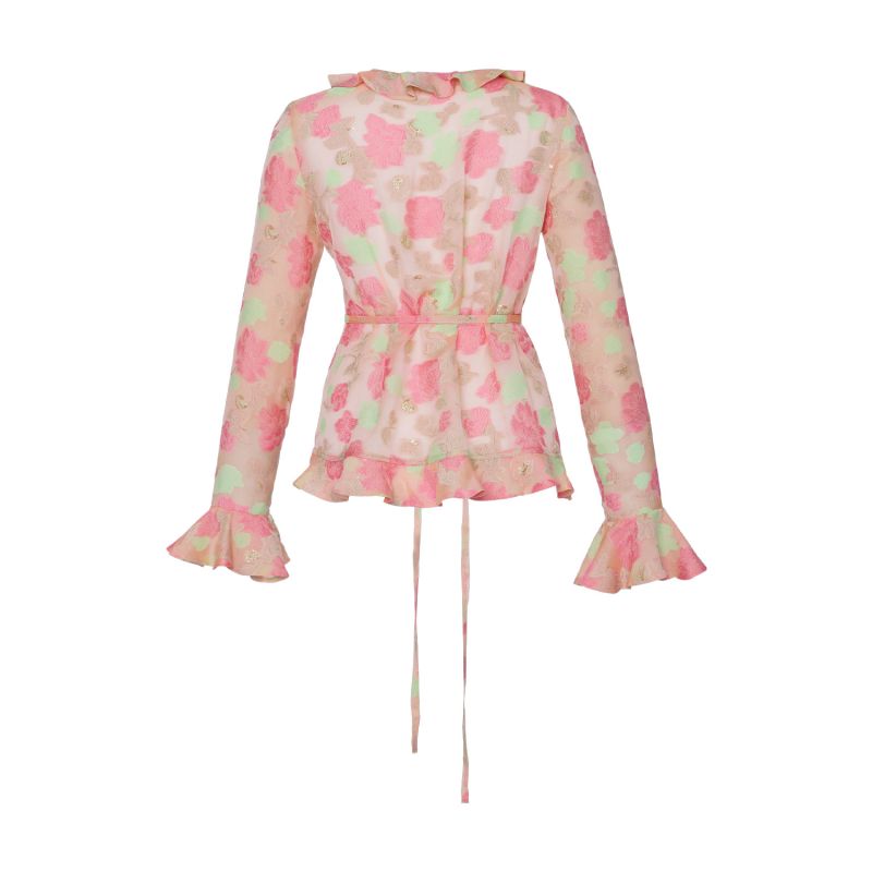 Lily Silk Blouse - Floral Nude image