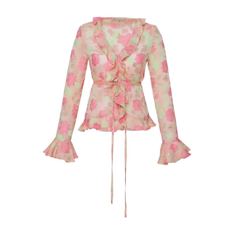 Lily Silk Blouse - Floral Nude image