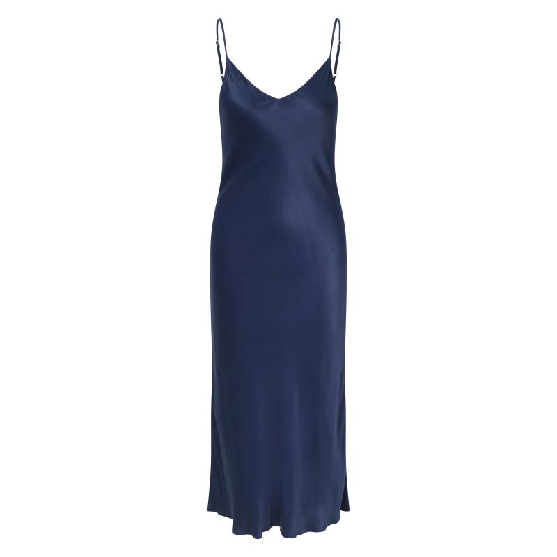 Lily Satin Slip Dress In Midnight Blue image