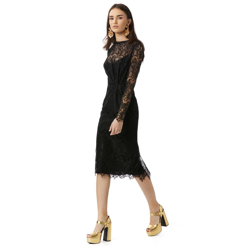 Lima Midi Black Lace Dress image