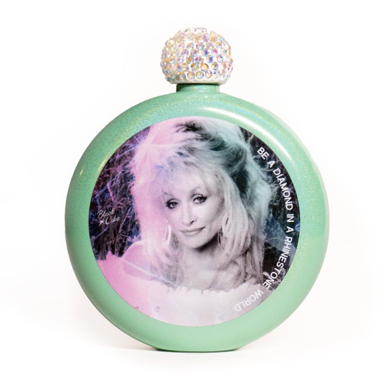 Limited Edition Festival Dolly Parton Tribute Glitter Retro Mint Spirit Flask image