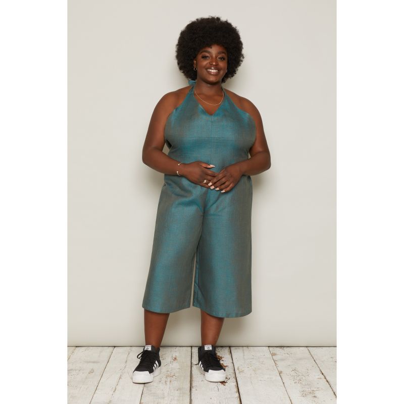 Linen Barkur Jumpsuit - Green Marl image