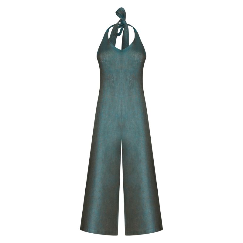 Linen Barkur Jumpsuit - Green Marl image