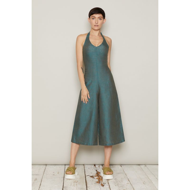 Linen Barkur Jumpsuit - Green Marl image