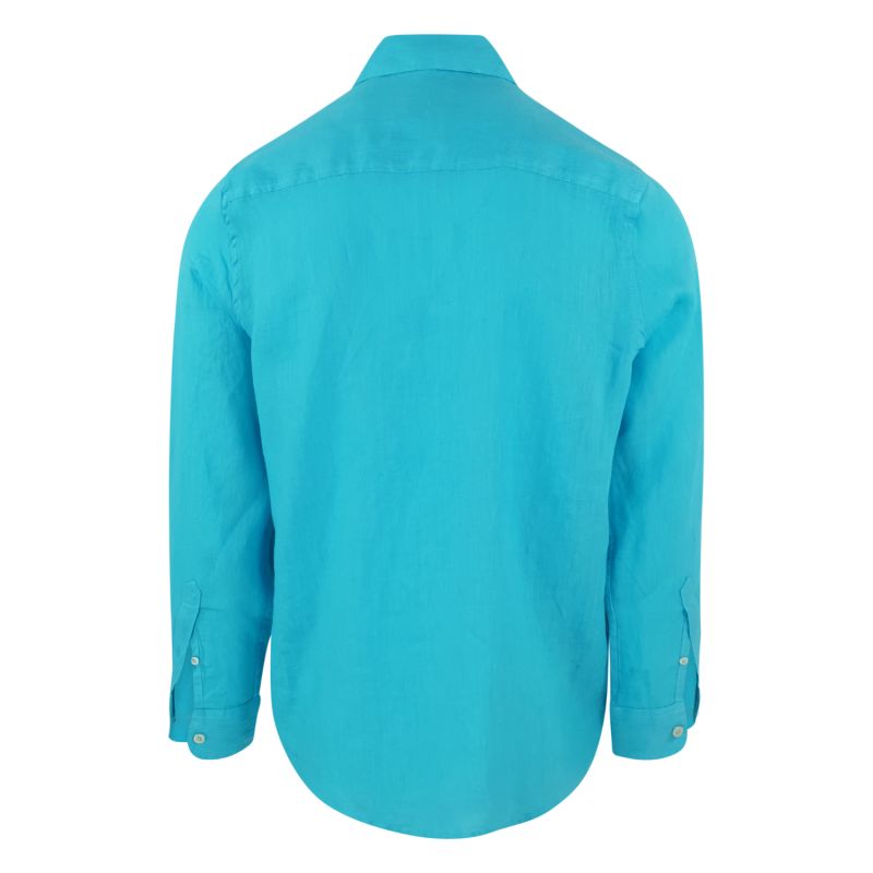 Linen Basic Long-Sleeved Shirt-Zante Blue image