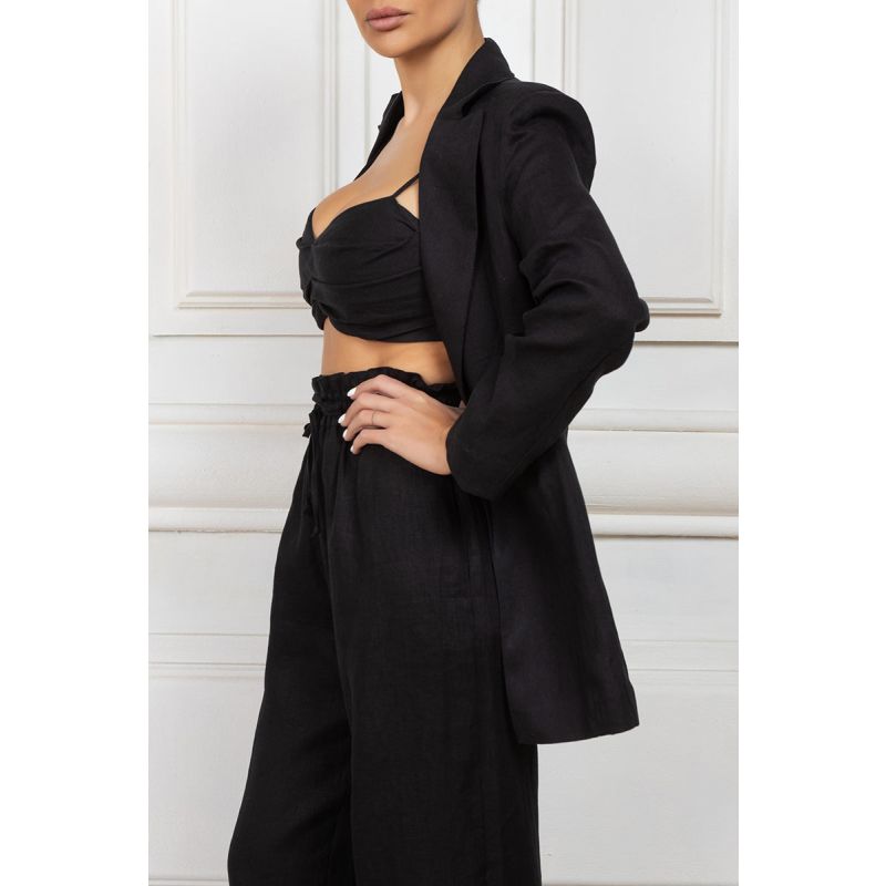 Classic Linen Blazer In Black image