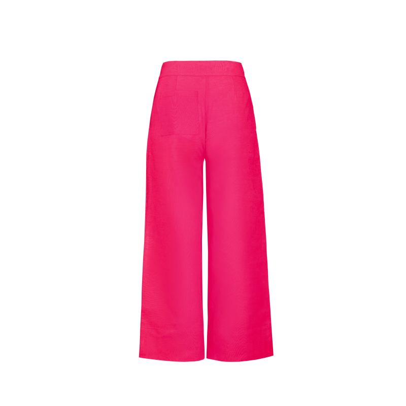 Linen-Blend Cropped Pants In Hot Pink image