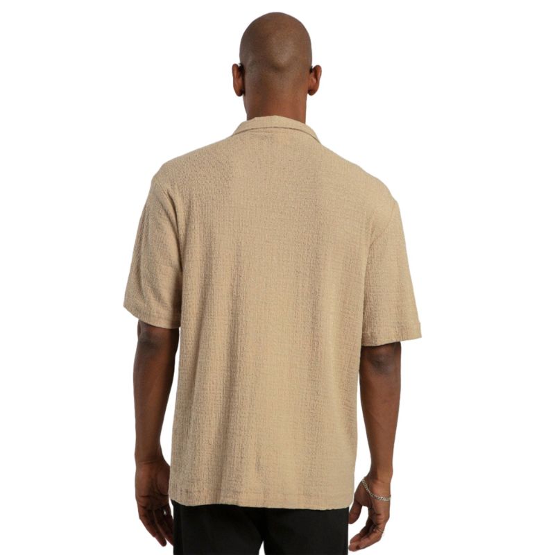 Linen Button Down Short Sleeve Shirt - Camel image