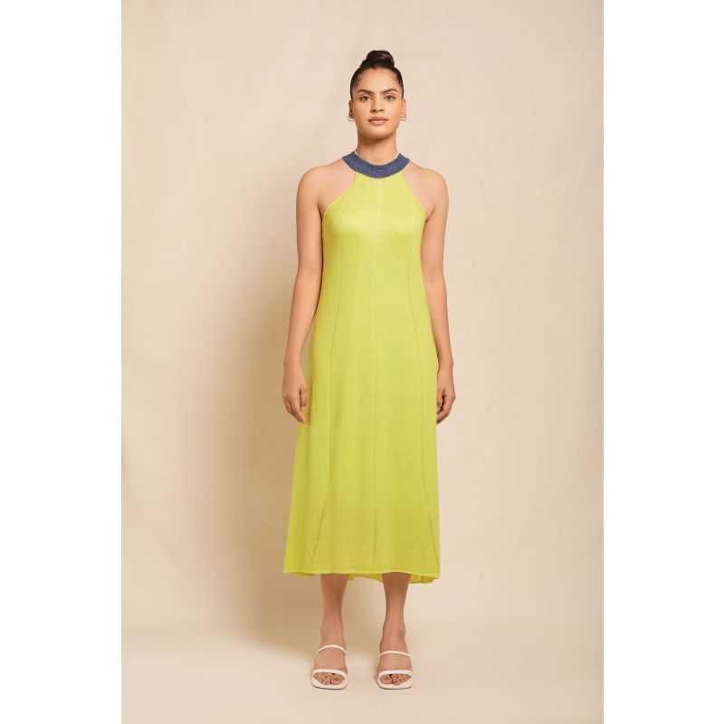 Linen Cashmere Midi Dress Green image