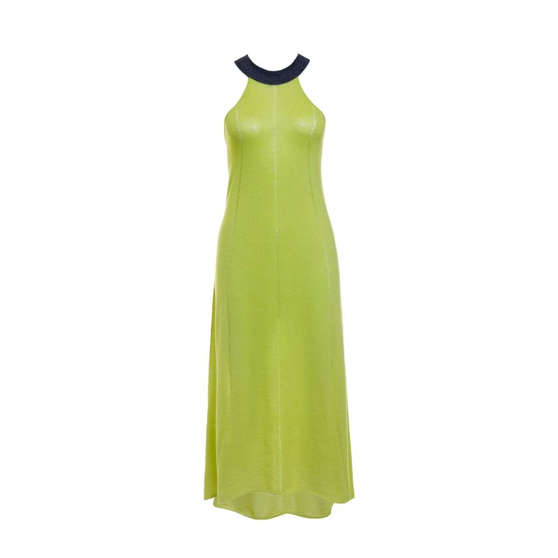 Linen Cashmere Midi Dress Green image