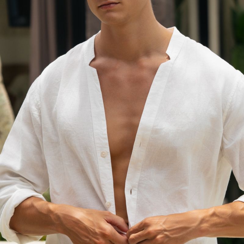 Linen Shirt Men - White image