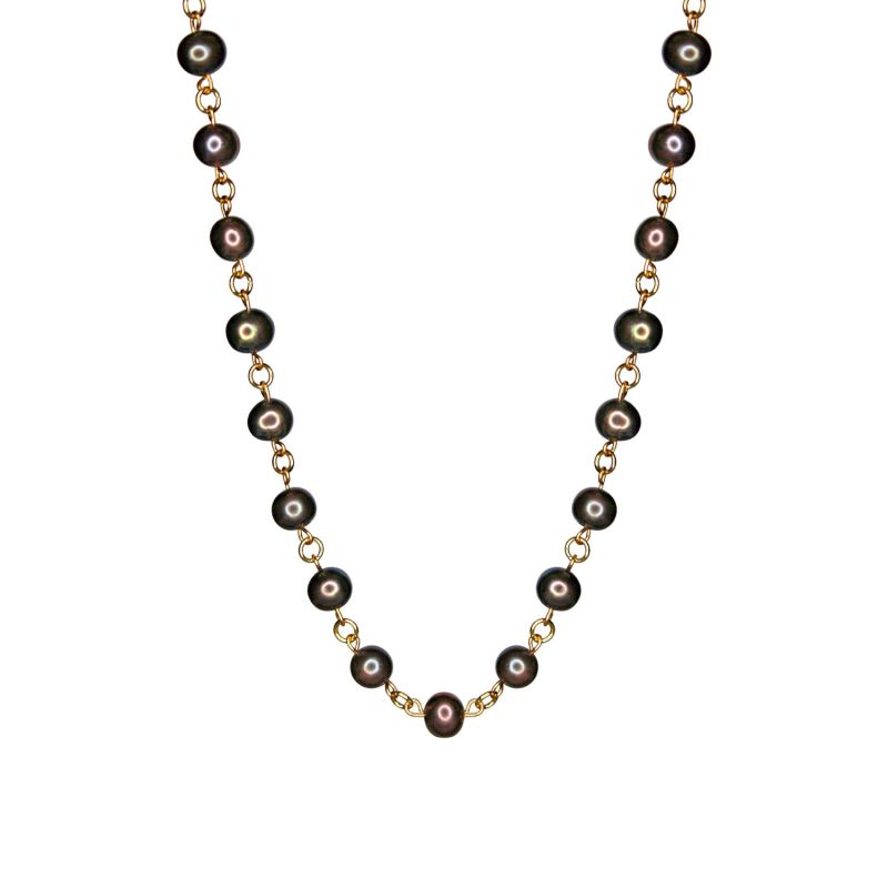 Linked Gold Black Pearl Necklace image