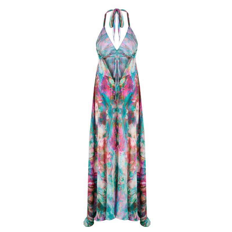 Liquid Rainbow Maxi Silk Ibiza Dress image