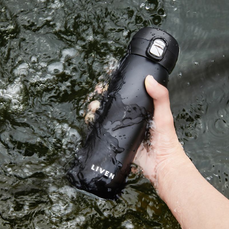 Liven Glow™ Ceramic-Coated Insulated Stainless Steel Water Bottle - Black image