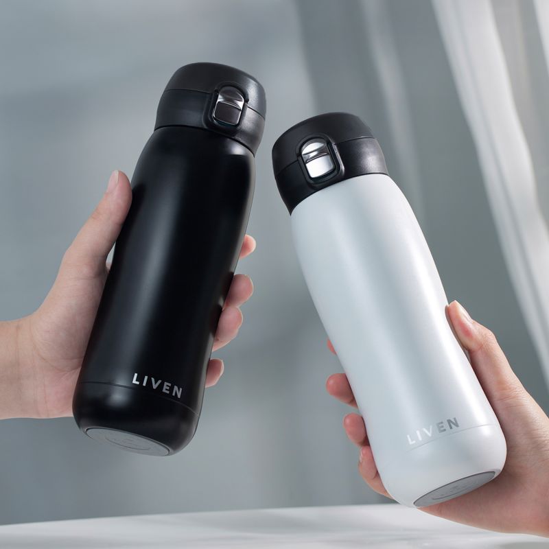 Liven Glow™ Ceramic-Coated Insulated Stainless Steel Water Bottle - Black image