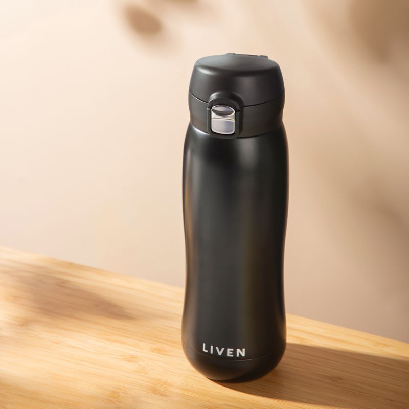 Liven Glow™ Ceramic-Coated Insulated Stainless Steel Water Bottle - Black image