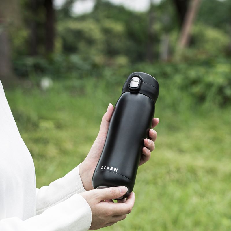 Liven Glow™ Ceramic-Coated Insulated Stainless Steel Water Bottle - Black image