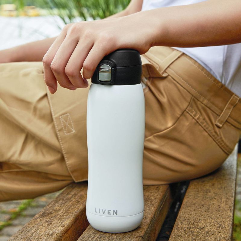 Liven Glow™ Ceramic-Coated Insulated Stainless Steel Water Bottle - White image