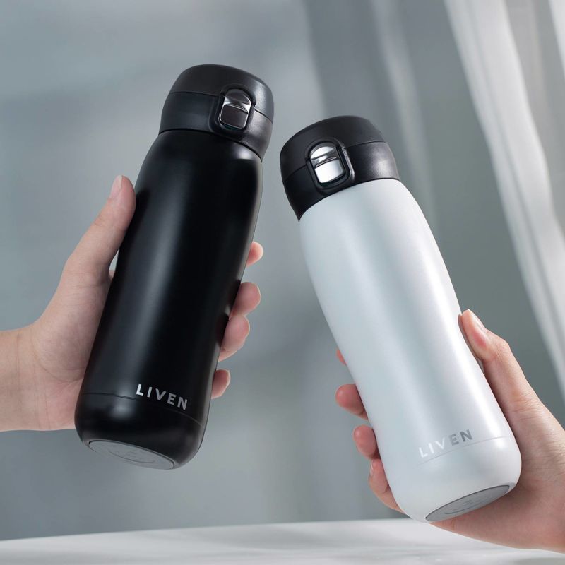 Liven Glow™ Ceramic-Coated Insulated Stainless Steel Water Bottle - White image