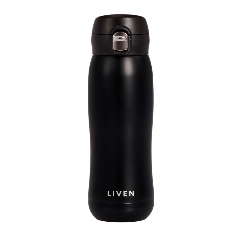 Liven Glow™ Ceramic-Coated Insulated Stainless Steel Water Bottle - Black image