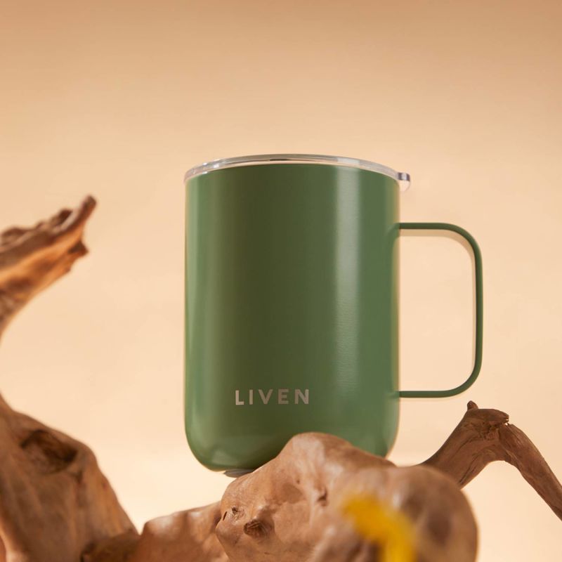 Liven Glow™ Ceramic-Coated Stainless Steel Camp Mug - Olive Green image