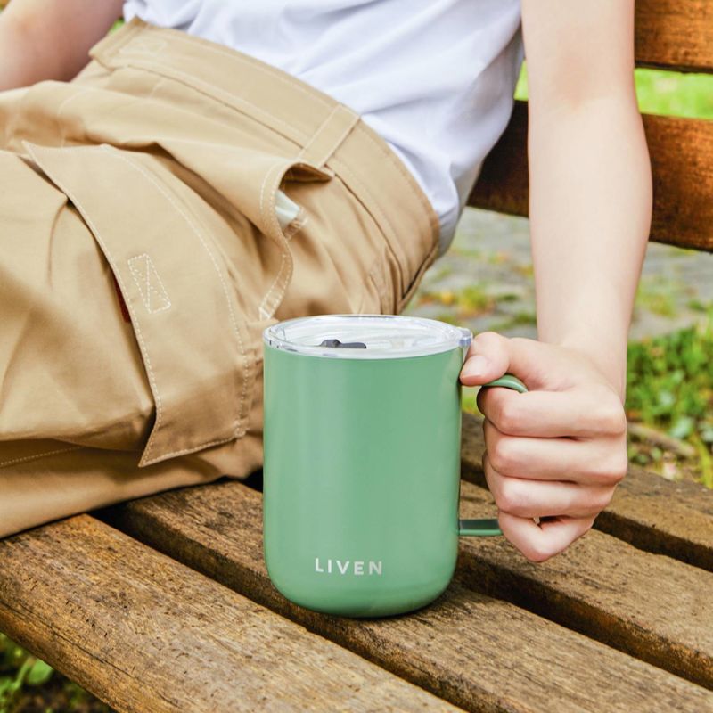 Liven Glow™ Ceramic-Coated Stainless Steel Camp Mug - Olive Green image