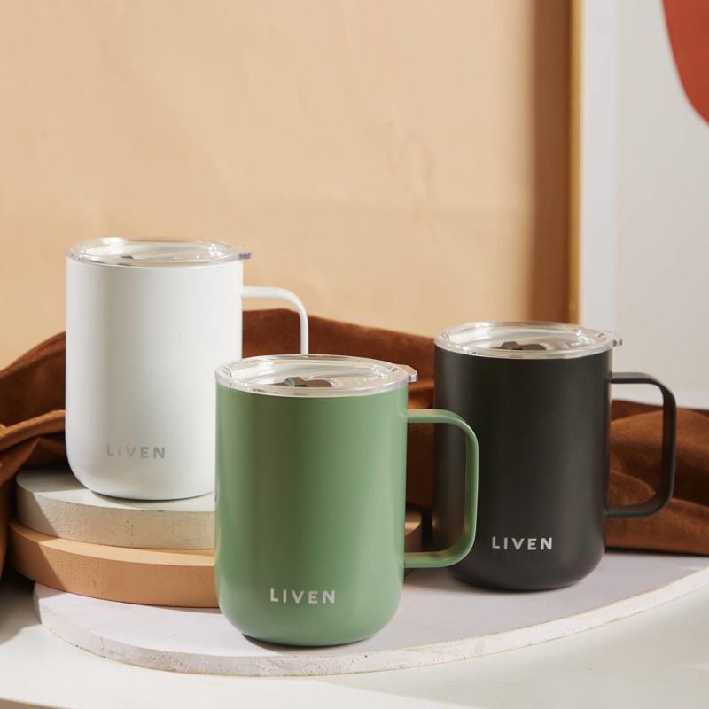 Liven Glow™ Ceramic-Coated Stainless Steel Camp Mug - Olive Green image