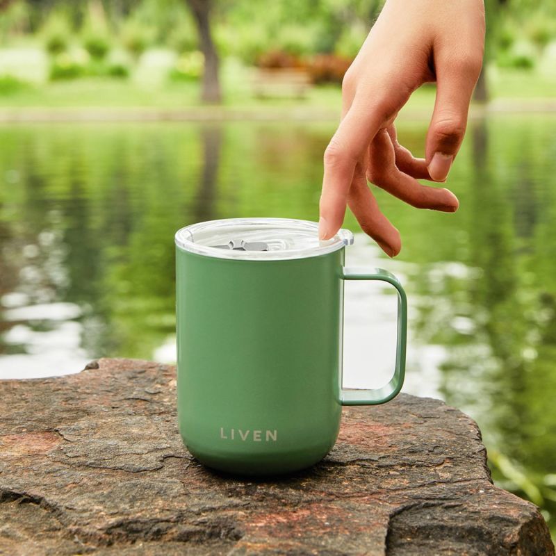 Liven Glow™ Ceramic-Coated Stainless Steel Camp Mug - Olive Green image