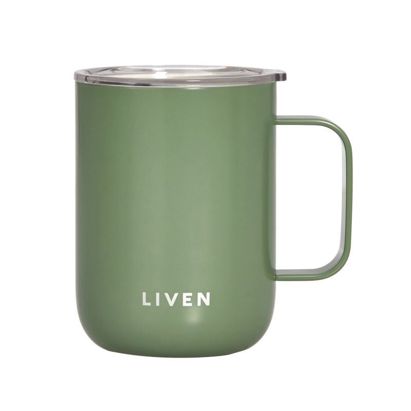 Liven Glow™ Ceramic-Coated Stainless Steel Camp Mug - Olive Green image