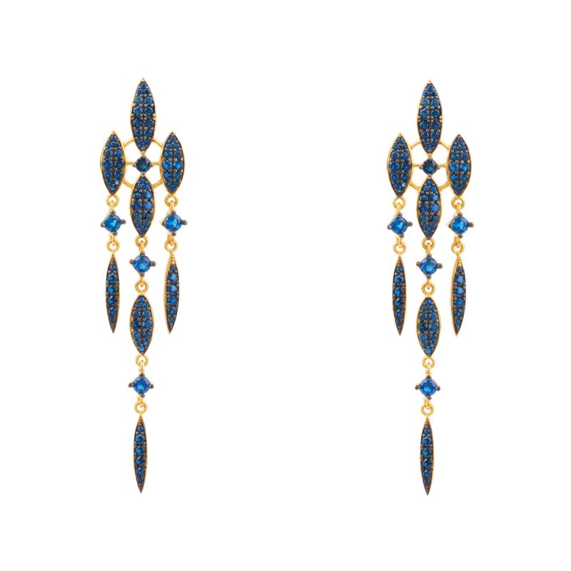 Valencia Statement Drop Earring Sapphire Blue Cz Gold image