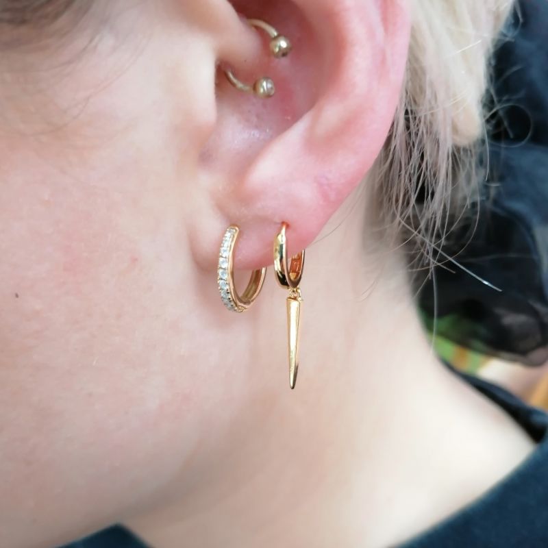 Gold Spike Hoop Earrings image