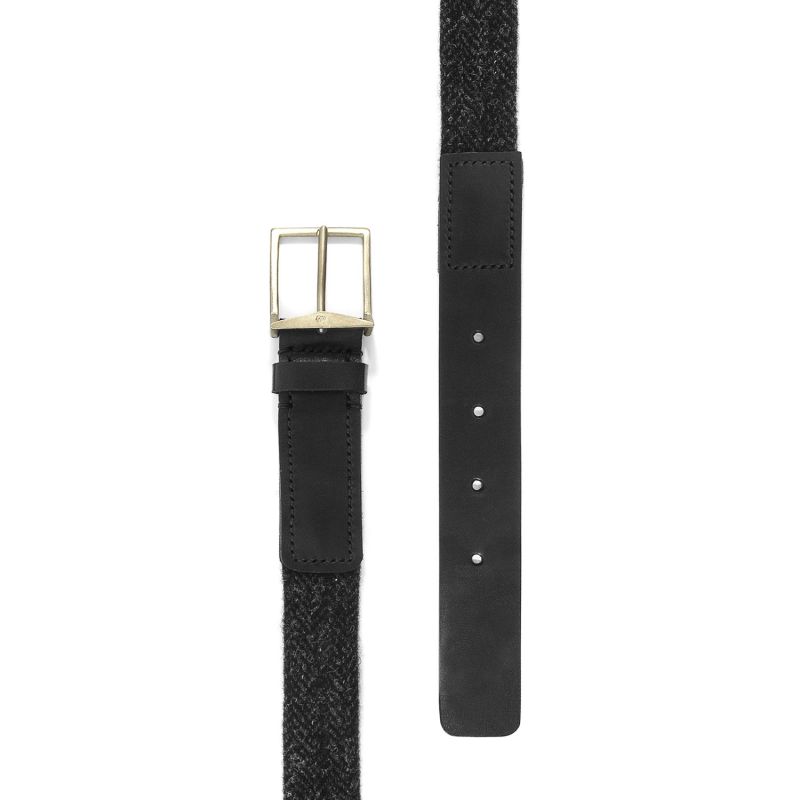 Charcoal Black Harris Tweed Calway Leather & Nickel Belt image