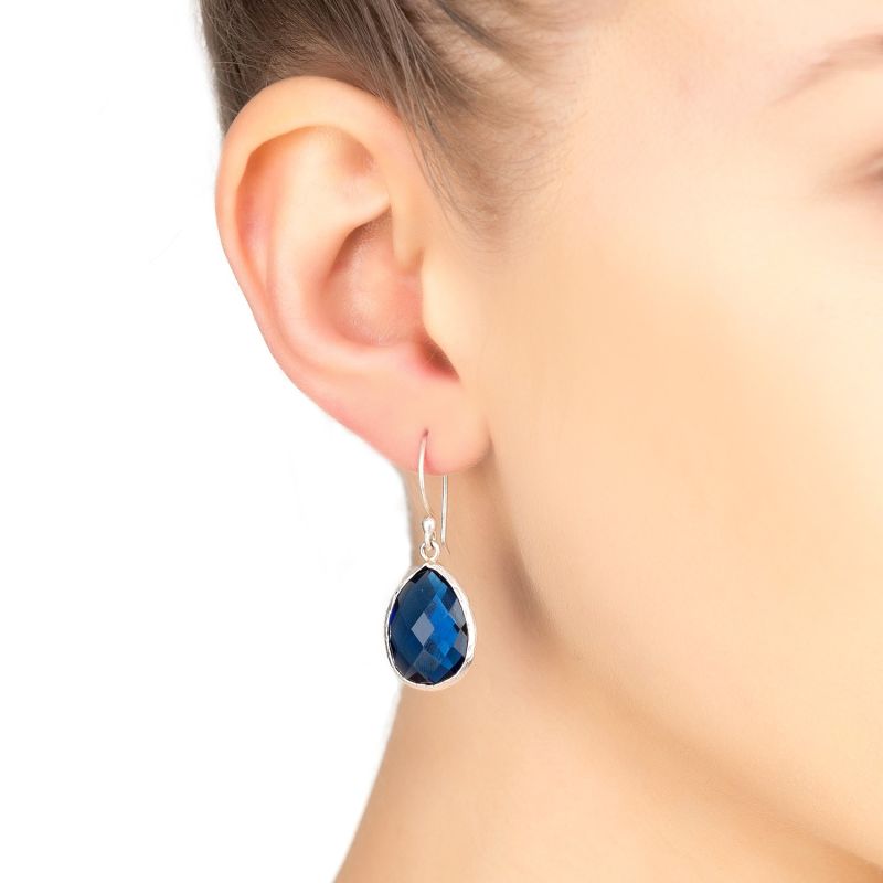 Petite Drop Earrings Sapphire Hydro Silver image