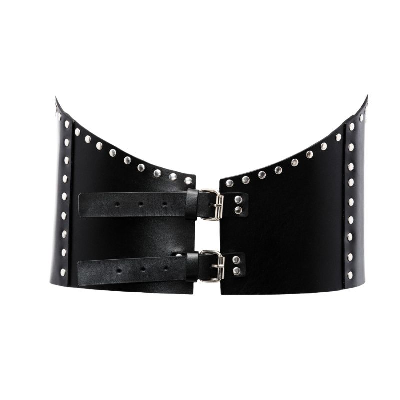 Wide Black Leather Corset Belt Urania image