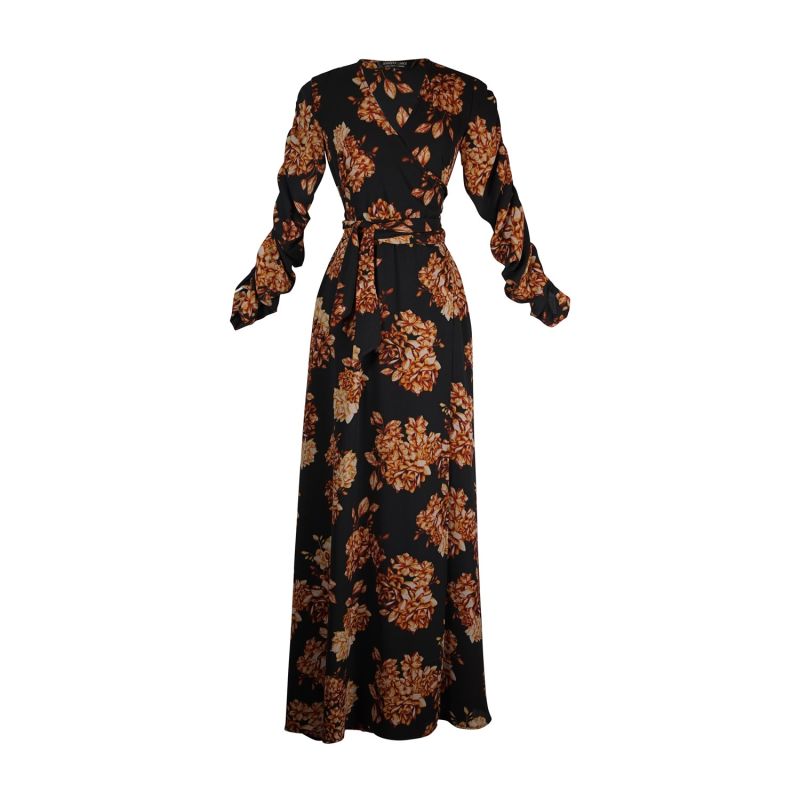 Sepia Floral Wrap Dress image