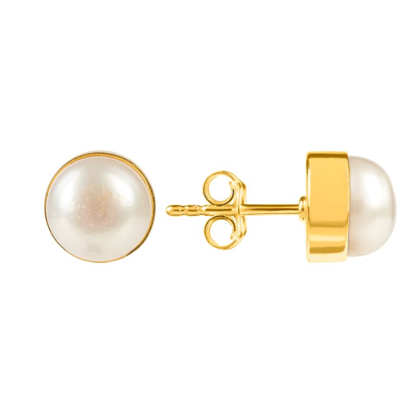 Medium Circle Stud Gold Pearl image