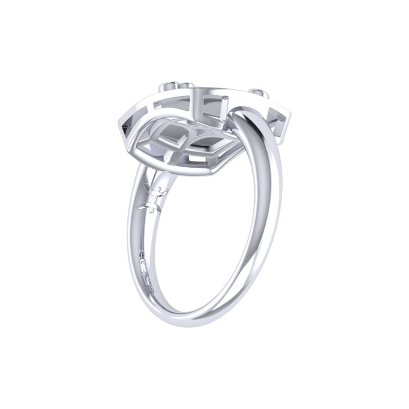 Pisces Two Fish Constellation Signet Ring In Sterling Silver image