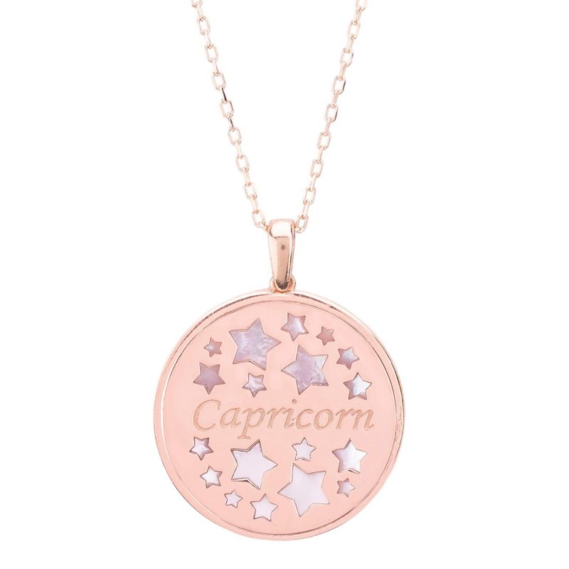 Zodiac Mother Of Pearl Gemstone Star Constellation Pendant Necklace - Capricorn image