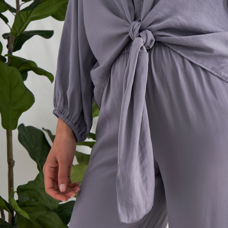 Satin Loungewear Set In Grey image