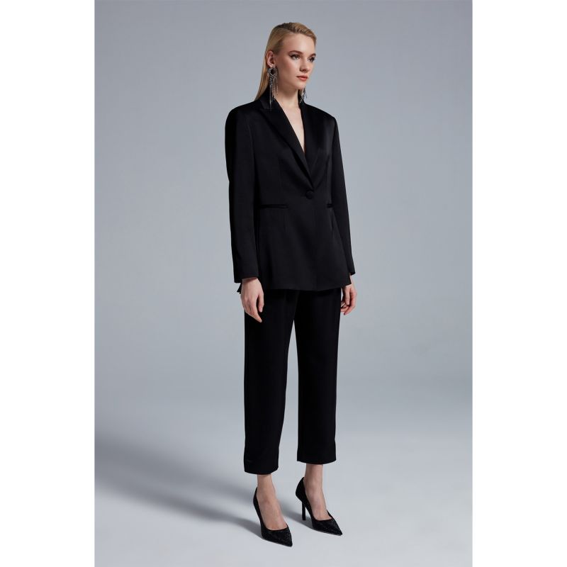 Logan Black Satin Blazer image