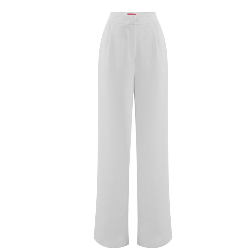 Logan Ecru White Satin Palazzo Pants image